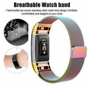 2 Fitbit Charge 3 Milanese Bands (Blue & Rainbow)